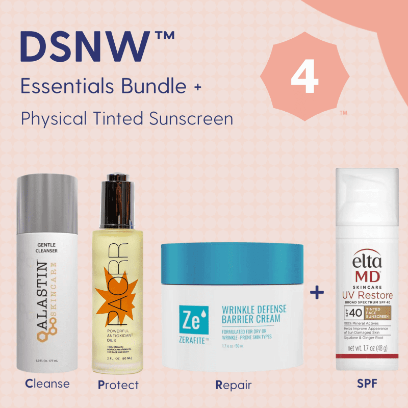 Skin Type Solutions Skincare Bundle Physical Tinted Sunscreen DSNW 4 Redness - Essentials Bundle - Skin Type Solutions