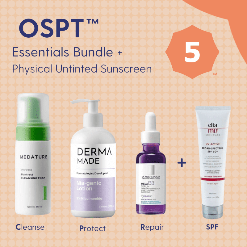 Skin Type Solutions Skincare Bundle Physical Untinted Sunscreen OSPT 5 Redness - Essentials Bundle - Skin Type Solutions